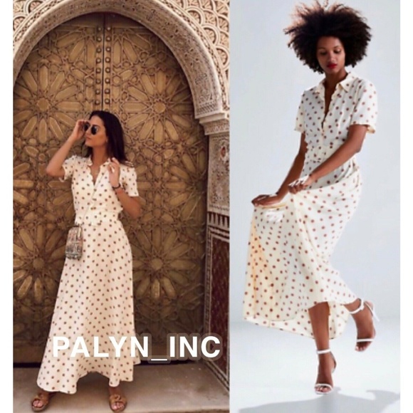 NWT ZARA LONG POLKA DOT DRESS WITH BELT - Picture 4 of 8